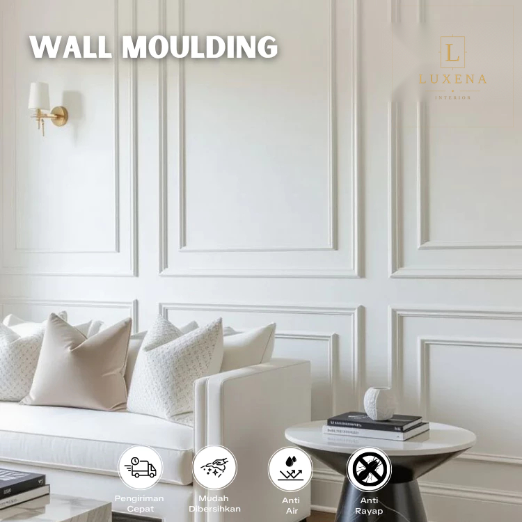 Wall Moulding PVC 3cm x 3 Meter - List Plafon Premium Lis Profil Dekorasi Dinding Rumah