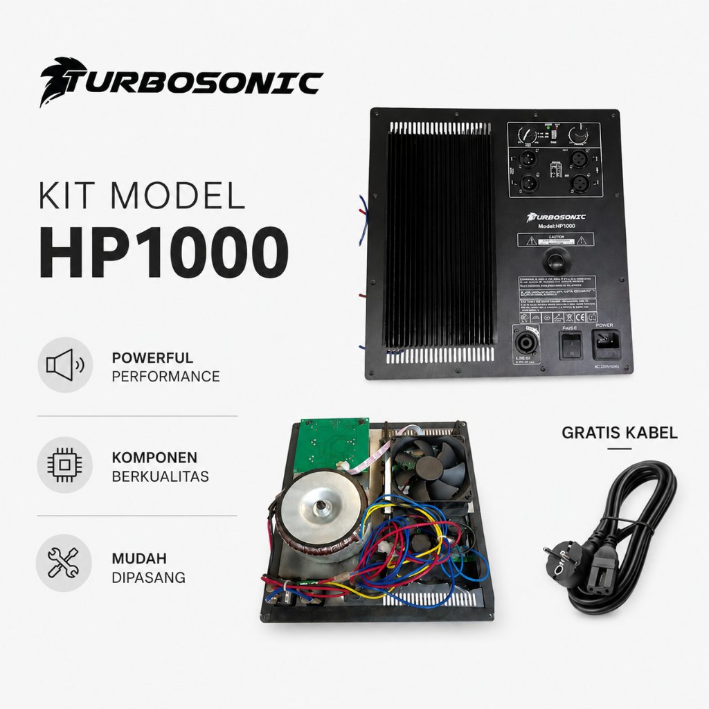 TURBOSONIC SUB1000 KIT POWER AKTIF SUBWOFER 600 WATT CLASS D ORIGINAL