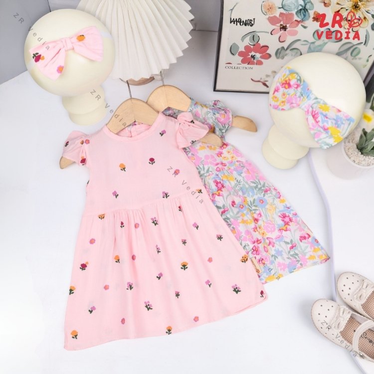 MURAH VEDIA [FREE BANDANA] DRESS ARABELLA UK. BAYI - 2 TAHUN / DRES KATUN JEPANG ANAK BABY PEREMPUAN