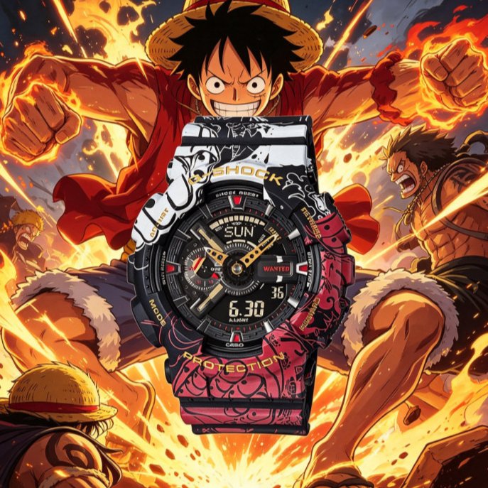 Kolaborasi One Piece  Jam Tangan Pria GA-110JOP-1A4 Original Garansi 1 Tahun