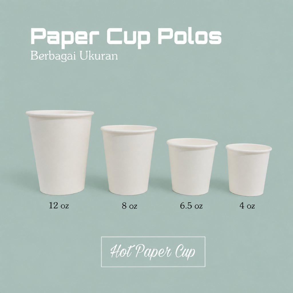 Paper cup polos ukuran 4 oz . 6,5 oz. 8 oz. 12 oz.