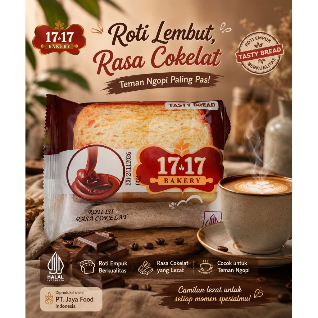 17 17 Bakery Roti Lembut Isi Cokelat 65g