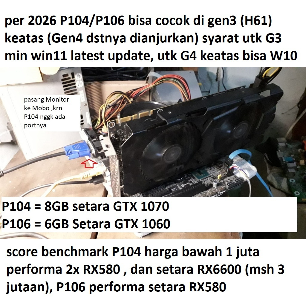 Nvidia P104 8GB 256bit GDDR5  P106 spec sama nvidia GTX 1080 peforma nvidia GTX 1650 GTX1080 GTX1650