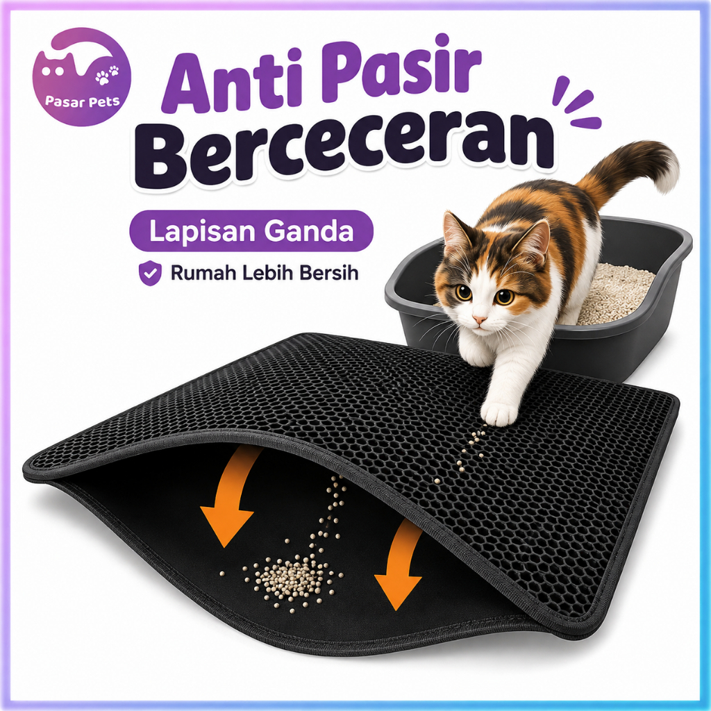Alas Pasir Kucing Keset Pasir Kucing Keset Kotoran Hewan Peliharaan Lipat Lapisan Ganda KESET EVA