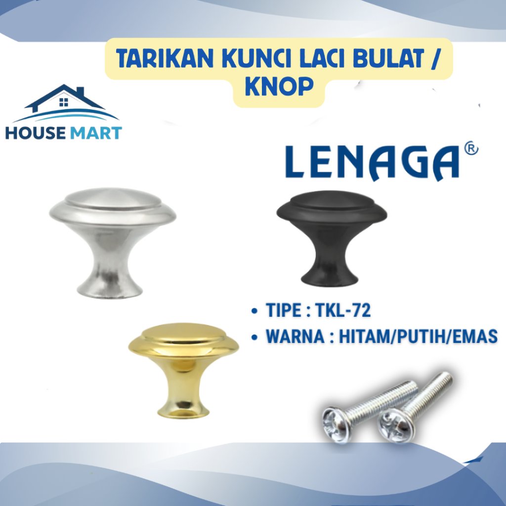[LENAGA]TARIKAN LACI KNOP/BULAT TKL-72 HTM/SS/EMS HANDLE KNOP BULAT KUNCI LACI LEMARI PEGANGAN LACI 