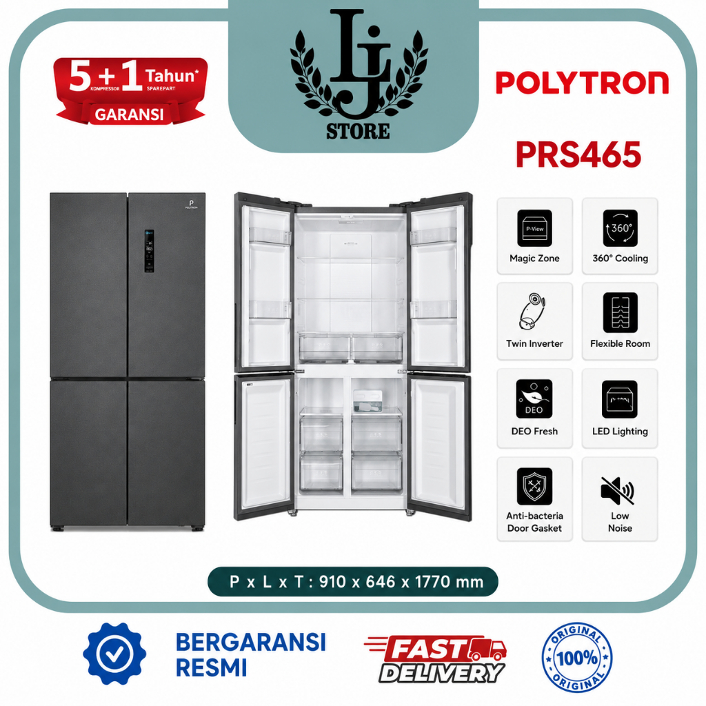 Kulkas 4 Pintu Side By Side Polytron PRS465-Kulkas Polytron