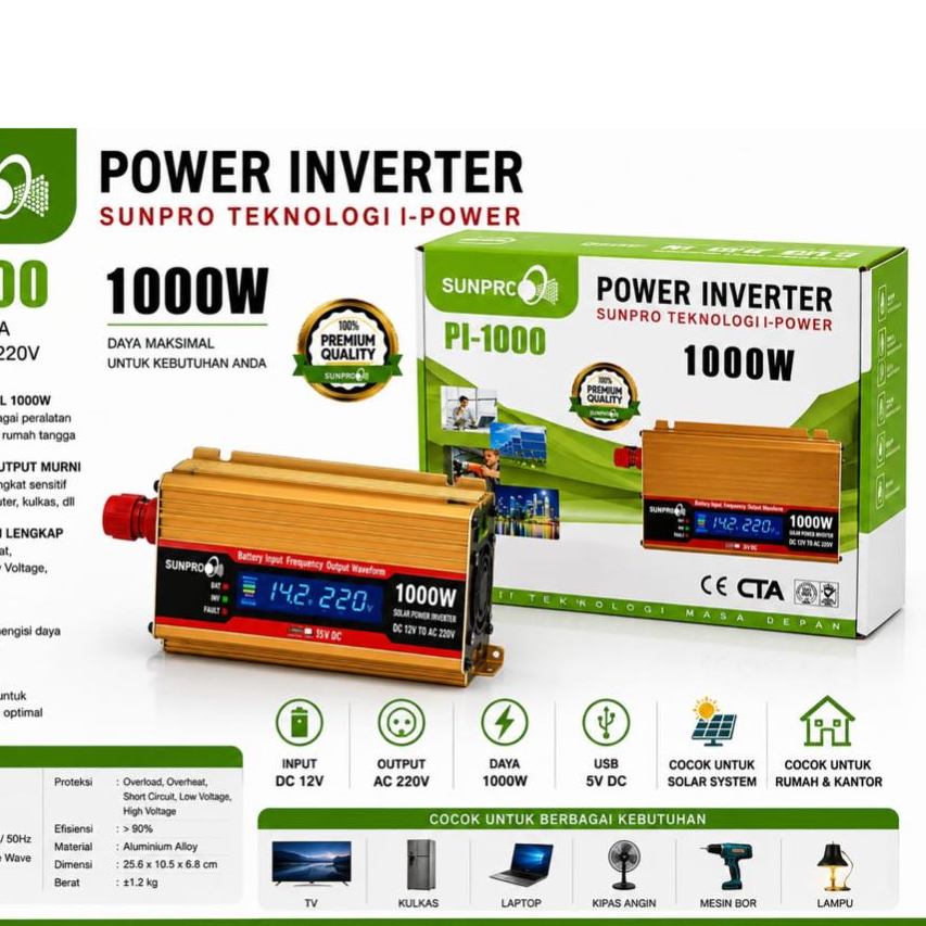 POWER INVERTER SUNPRO DC to AC INVERTER 1000WATT INVERTER 1000 Watt