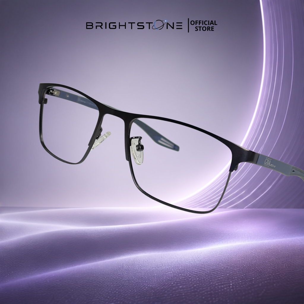 Brightstone Eyewear - Frame Kacamata Pria Browline Kotak Square Half Frame GNA Raven Gun