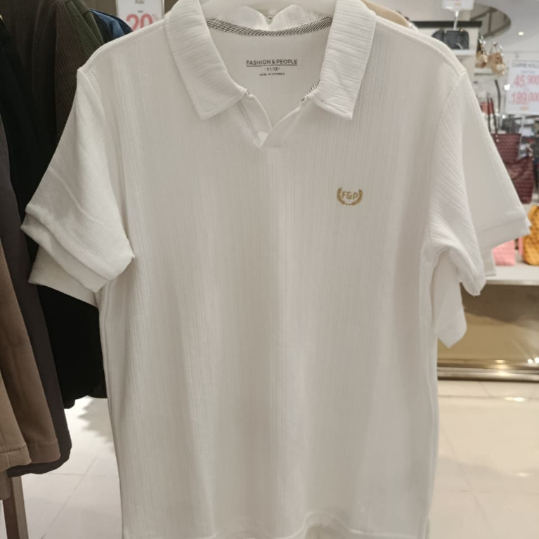 F&P KIDS POLO SHIRT WARNA PUTIH 65% KATUN 35% POLYESTER
