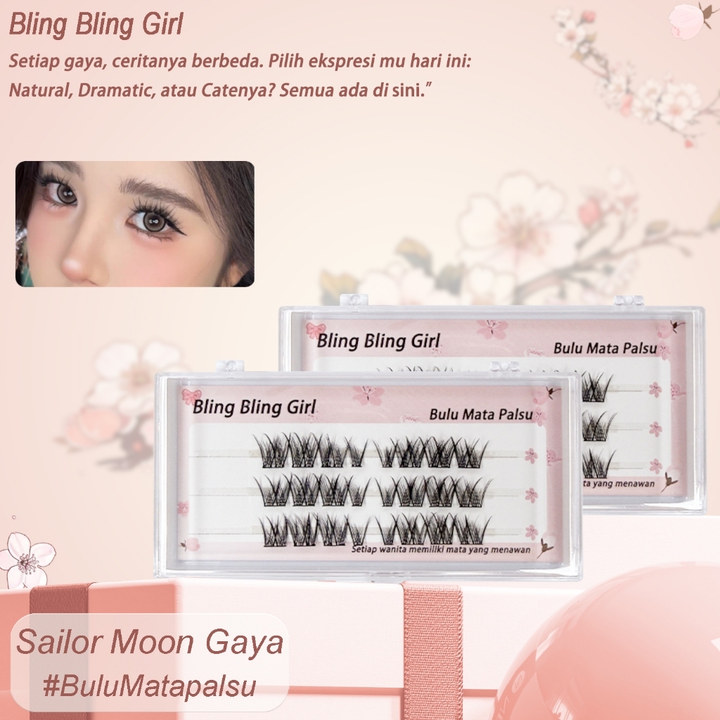 Bling Bling Girl Bulu Mata Palsu Sailor Moon Anime Cosplay Volume Tebal 24 Bundel Natural Look Mata 