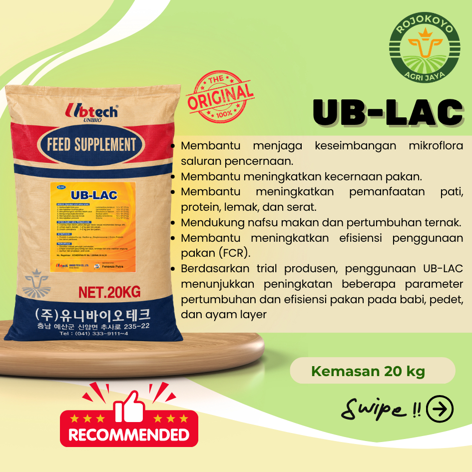 Ubtech Unibio UB-LAC Feed Supplement 25 Kg  Probiotik Ragi Enzim Feed Supplement – Kombinasi Multi-K
