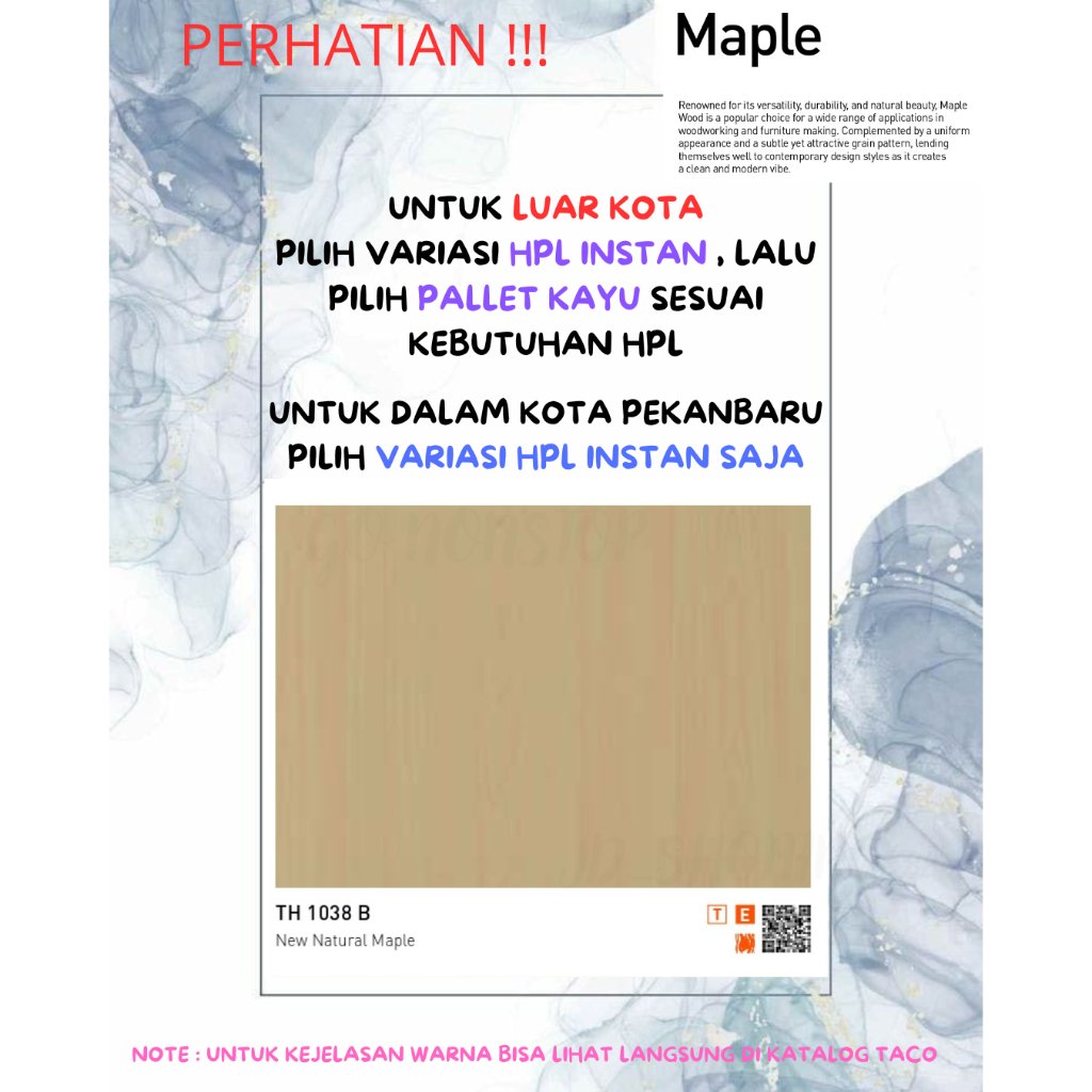 (LUAR KOTA WAJIB PALLET KAYU) HPL TACO WOODGRAIN TH 1038 B (BACA DESKRIPSI SEBELUM CO)