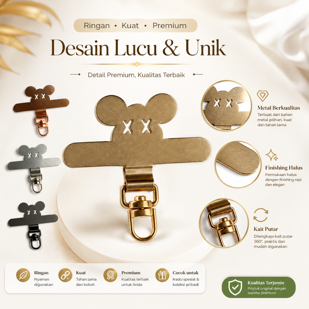 Konektor Tali HP Universal Metal untuk Casing HP, Phone Strap Connector Pad Anti Jatuh, Cocok Softca