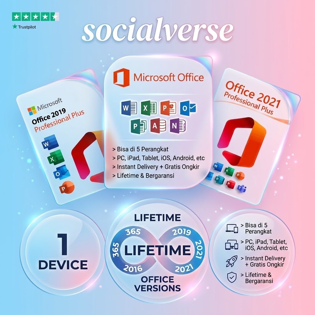 MICROSOFT OFFICE 2016 | 2019 | 2021| MS OFFICE 365 PROFESSIONAL PLUS LTSC ORIGINAL LISENSI PERMANEN