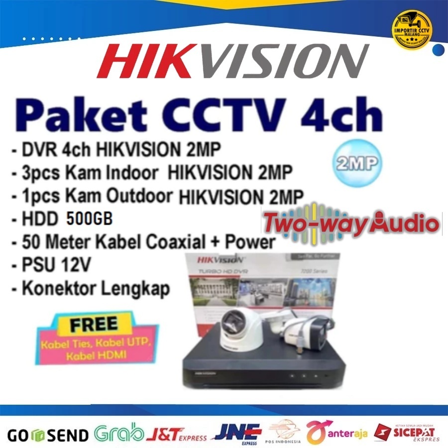 PAKET CCTV HIKVISION 4CH 4 KAMERA Siap Pasang
