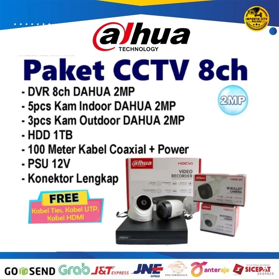 PAKET CCTV DAHUA 8 Channel 8 Kamera