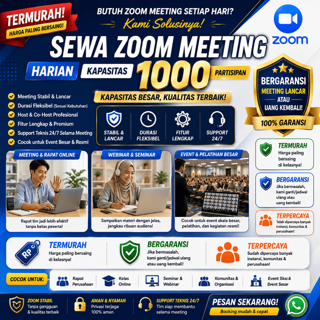 Sewa Meeting Harian 1000 Partisipan Zoom