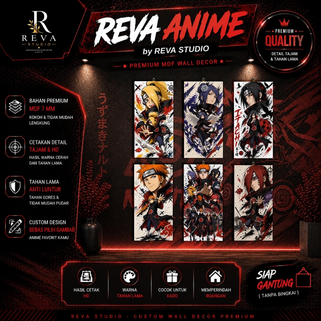Poster Naruto Akatsuki | Hiasan Dinding Anime Jepang | Dekorasi Kamar Gaming