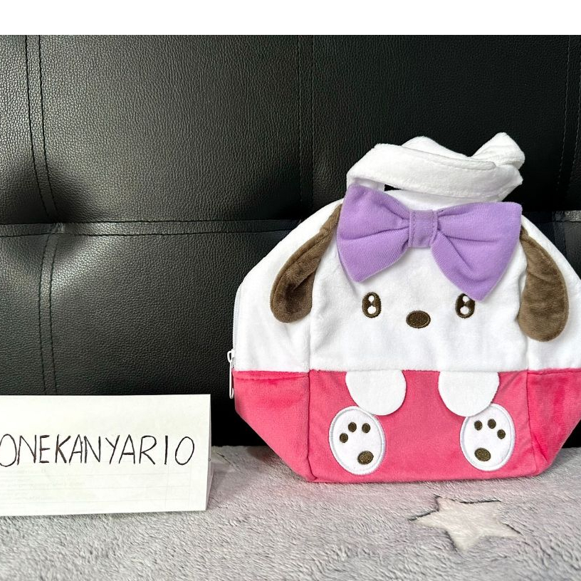Tas Boneka Pochacco Big Fluffy Ribbon Bag Plush Original Sanrio Jepang Kawaii Cinnamoroll Toreba