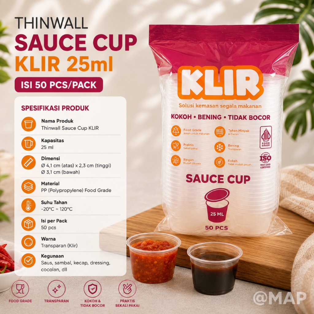 Thinwall Sauce Cup KLIR 25ml @ pcs