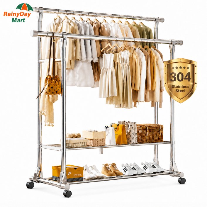Rak Gantungan Baju Besi Stainless Stand Hanger Besi Stainless Rak Gantungan Baju Serbaguna
