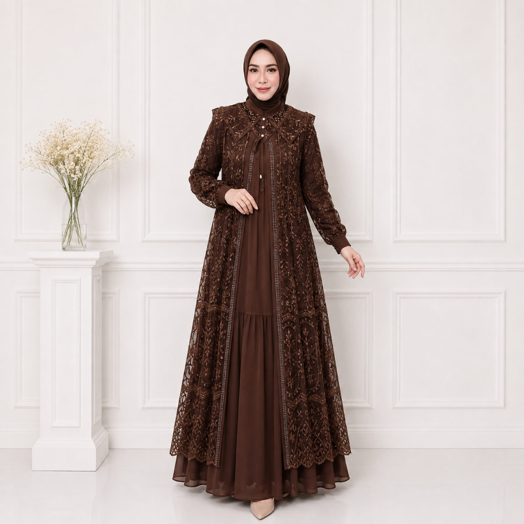 Selena Gamis Kondangan Mewah Elegan Gamis Remaja Dewasa Terbaru Gamis Abaya 2026 Ceruty Babydoll Mix