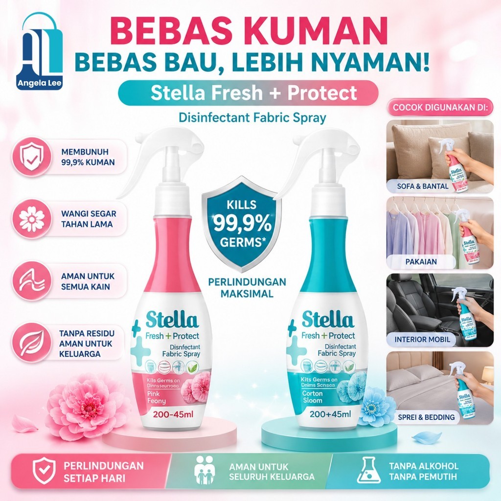 Stella Fabric Spray Pengharum Kain Semprot Anti Bau Pembunuh Bakteri Penyebab Bau Pewangi Pakaian So