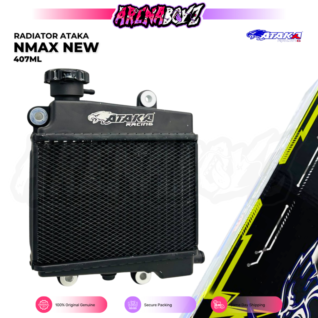 Radiator ATAKA Racing Nmax New 407ml Aluminium Black - Radiator Aluminium Nmax New 407ml Original Pa