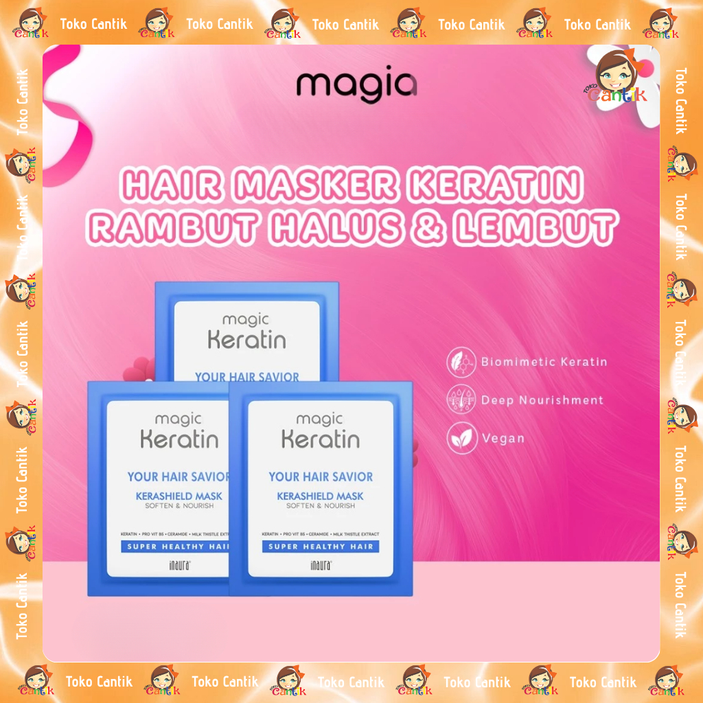 [ TOKO CANTIK ] INAURA Magia Keratin Kerashield Mask 40gr Your Hair Savior | Rambut Halus Lembut, Me
