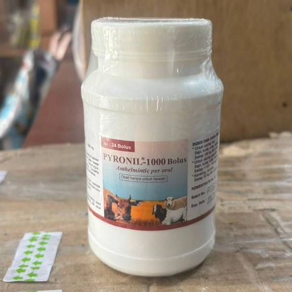 PYRONIL - 1000 BOLUS ( ISI 24 BOLUS) OBAT CACING HEWAN KAMBING SAPI BABI KUDA