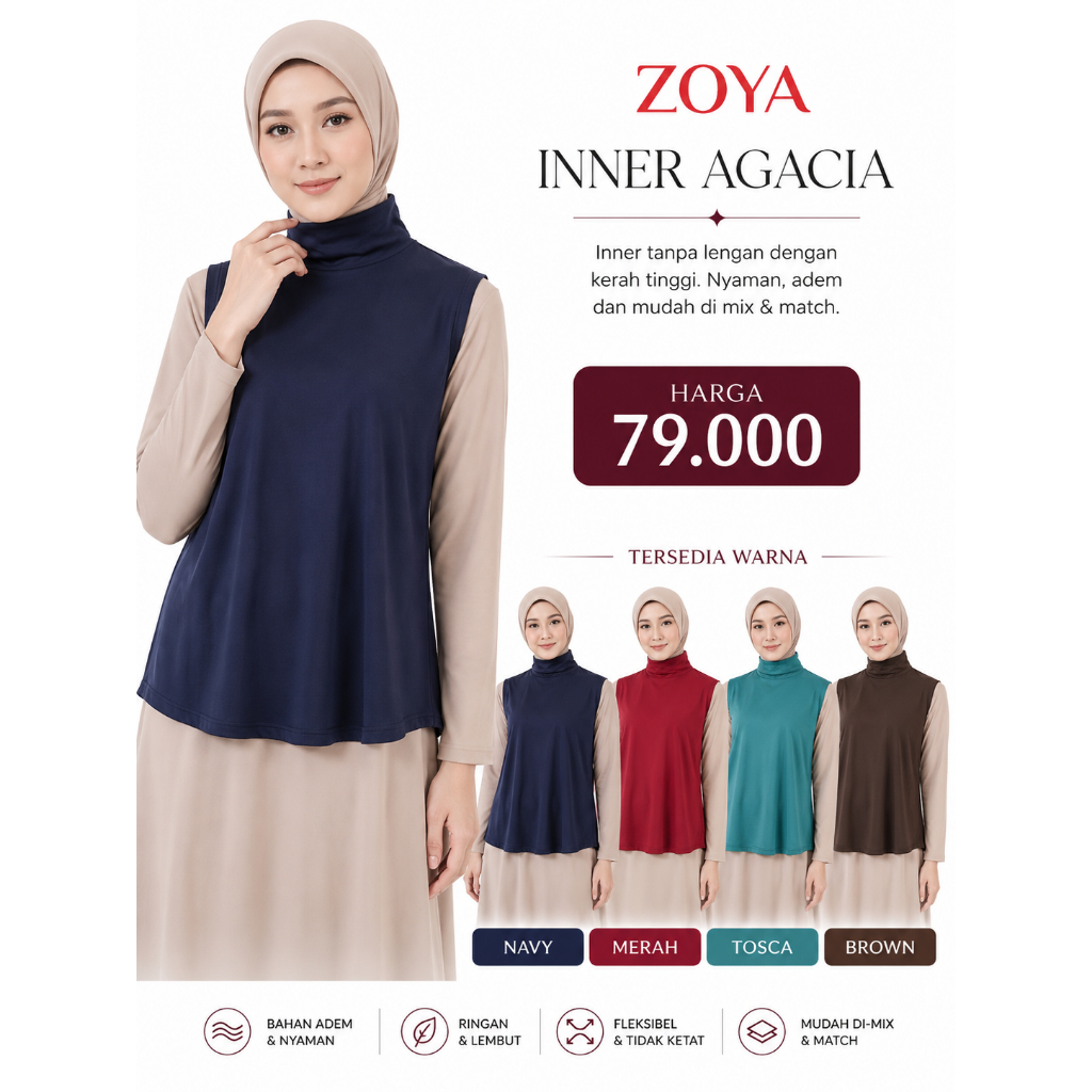 ZOYA AGACIA INNER ATASAN INNER KUTUNG INNER TUNIK