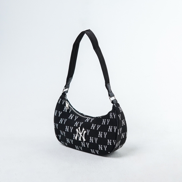 (DEFECT SALE) Tas MLB NY SILVER MONOGRAM BLACK SS24 HOBO BAG 100% ORIGINAL