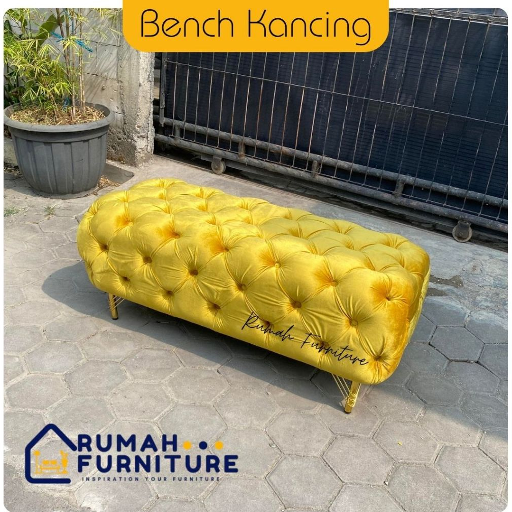Rumah Furniture - Bench Seribu Kancing - Bench stool Aesthetic Ful Kancing - Kursi tunggu