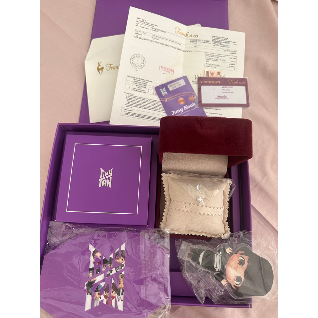 Diamond only Frank & Co Jung Kook Bracelet Gift Box Ungu dengan Certificate