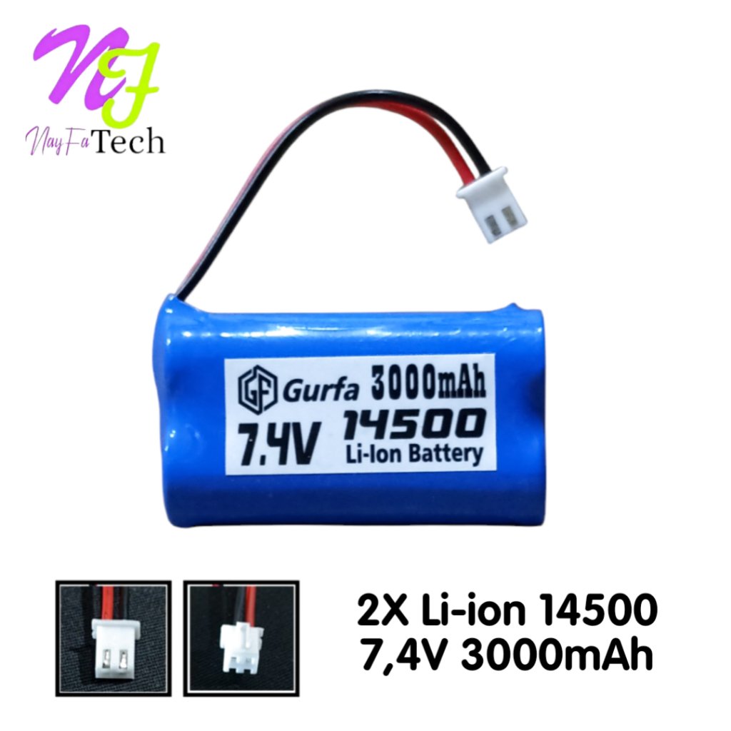 Baterai RC/ Speaker Aktif & Perangkat Elektronik 2x Li-ion 14500 3000mAh 7.4V SOKET JST XH 2 PIN - B
