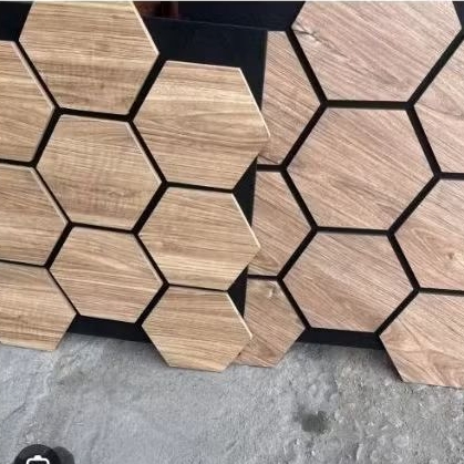 wood panel lantai hexagonal