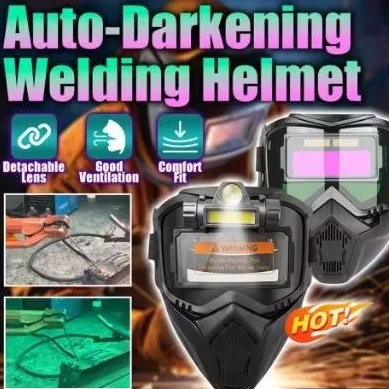 Topeng Pelindung Las Listrik Helm Las Penggelapan Otomatis, Masker Las Warna Asli/kacamata Las/maske