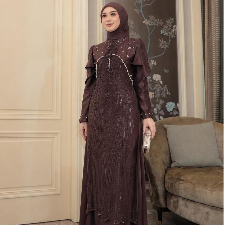 Gamis 2026 Model Terbaru Lebaran Rachel Dress Gamis Brokat Kondangan Simple Elegan Dress Kondangan W