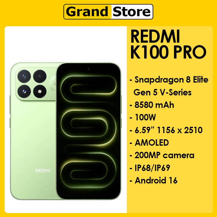 Redmi K100 Pro 5G Snapdragon 8 Elite Gen 5 V-Series 6.59''AMOLED 8580mAh 100W Android 16