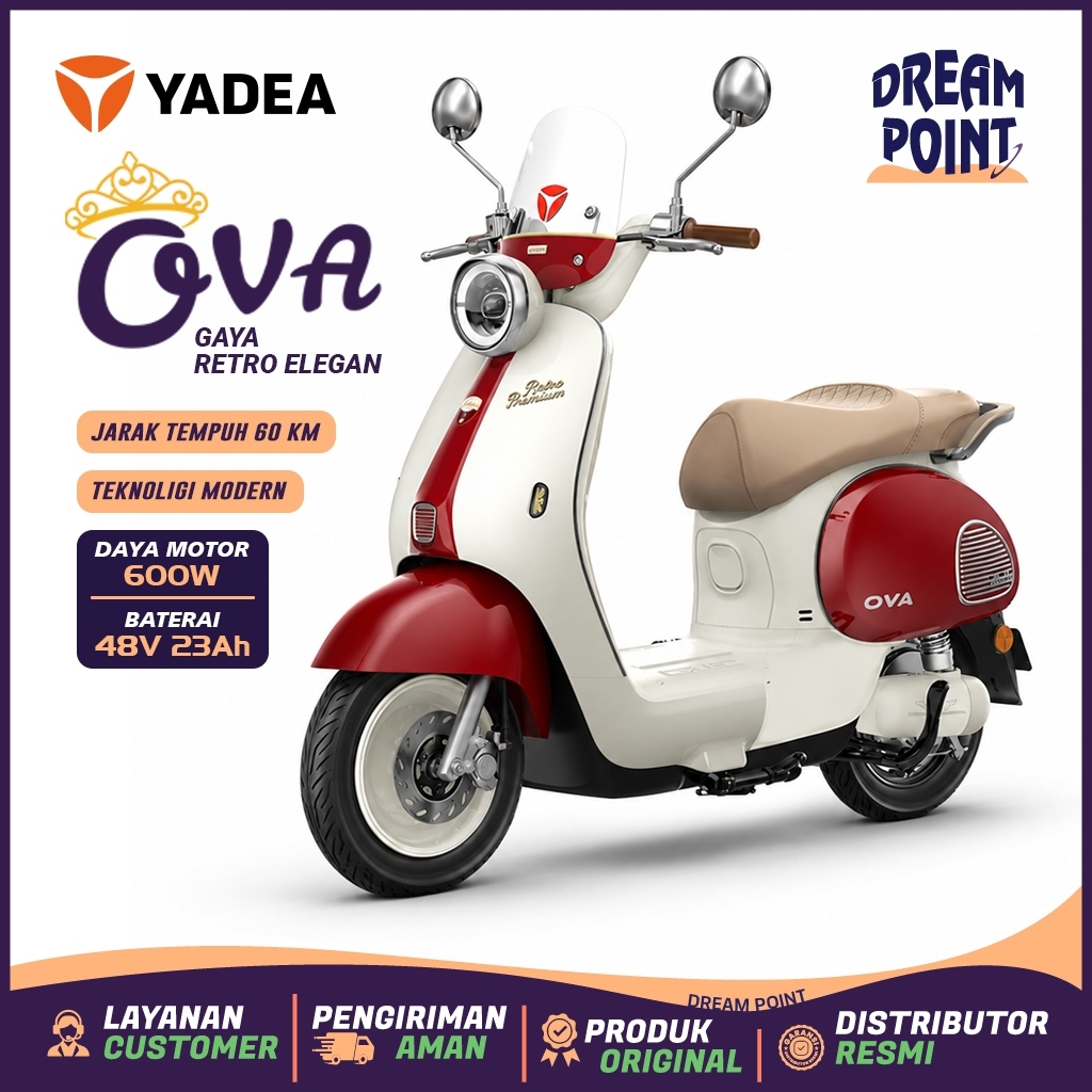Sepeda Listrik YADEA OVA Terbaru 2026 600W 48V 23Ah Graphene 40Km/Jam Jarak Tempuh 60Km Tubeless Blu