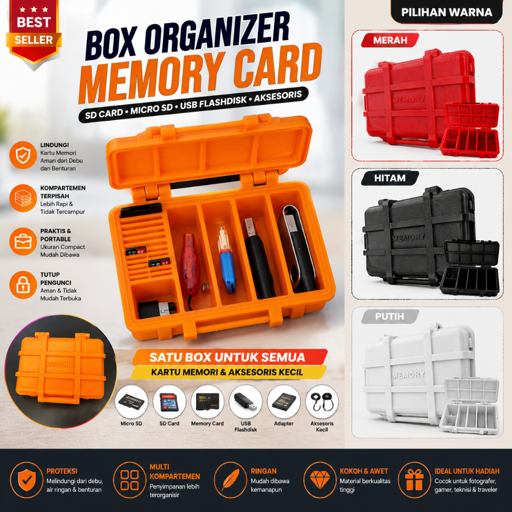 Box Organizer Memory Card SD Card MicroSD + USB Flashdisk | Hardcase Penyimpanan Kartu Memori & Akse