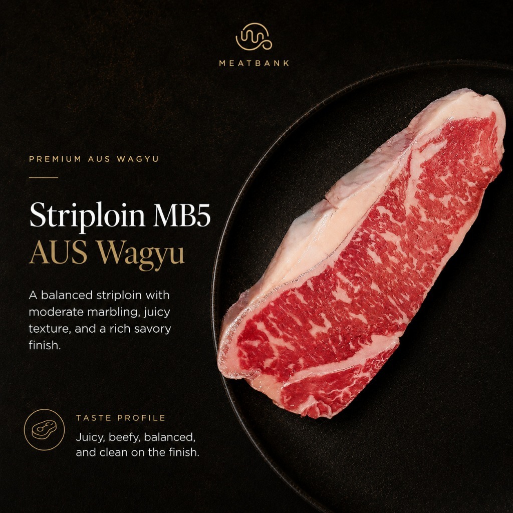 MEATBANK STRIPLOIN WAGYU MB5 Daging Aussie Steak Beef BBQ Sirloin MB5