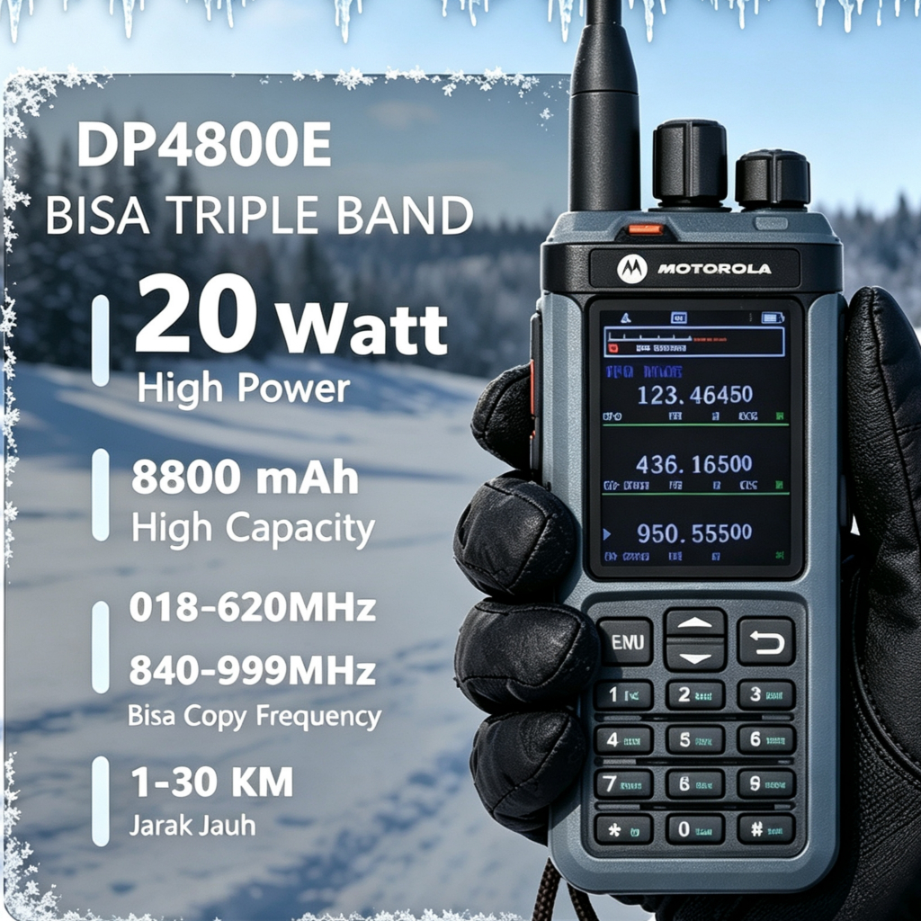 HT MOTOROLA DP4800E Walkie Talkie Triple Band 30KM 20W 8800mAh IP54 Waterproof