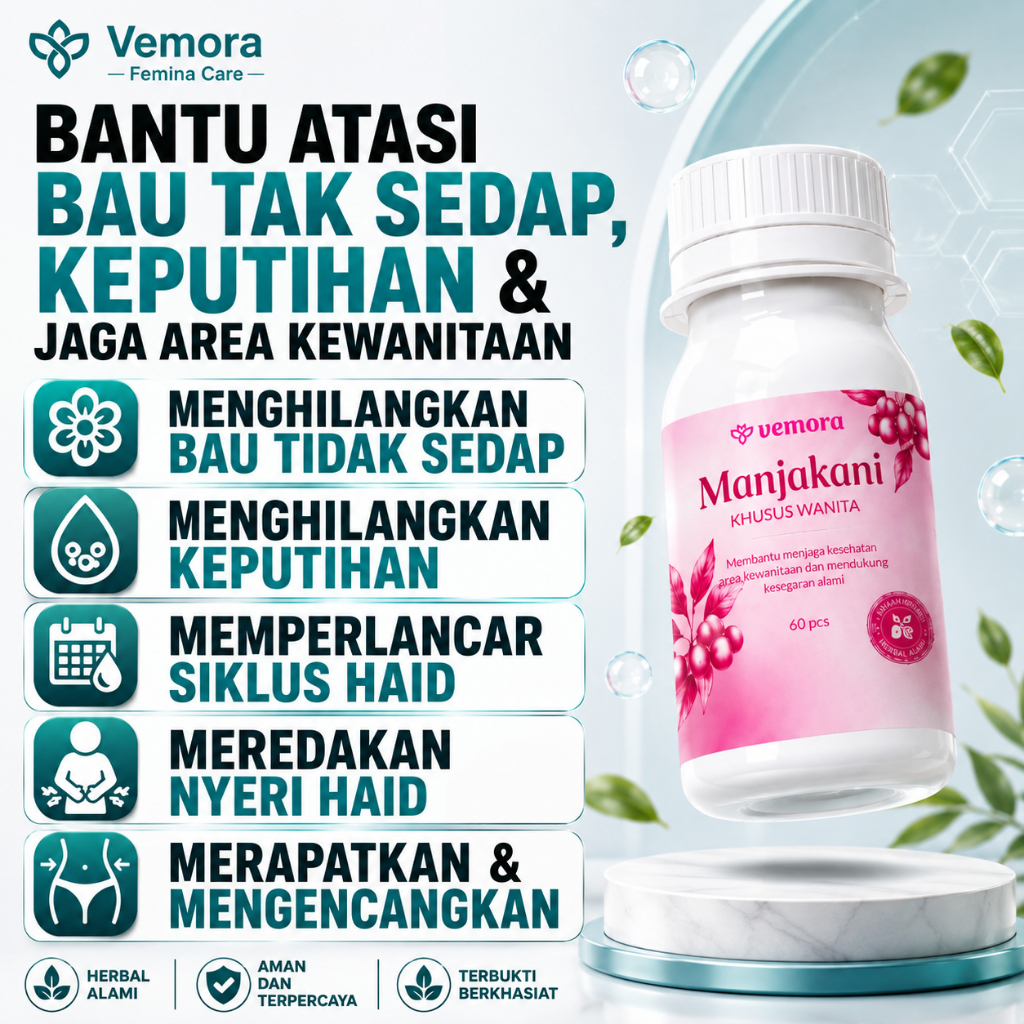 PENGHILANG BAU TAK SEDAP Manjakani Vemora - Pil Manjakani HERBAL Paket Gurah MIss V & Perawatan Maxi