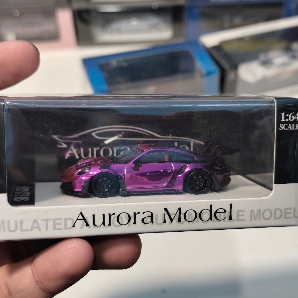 Aurora Model 1:64 scale Porsche 911 (992) GT3 RS Purple Chrome