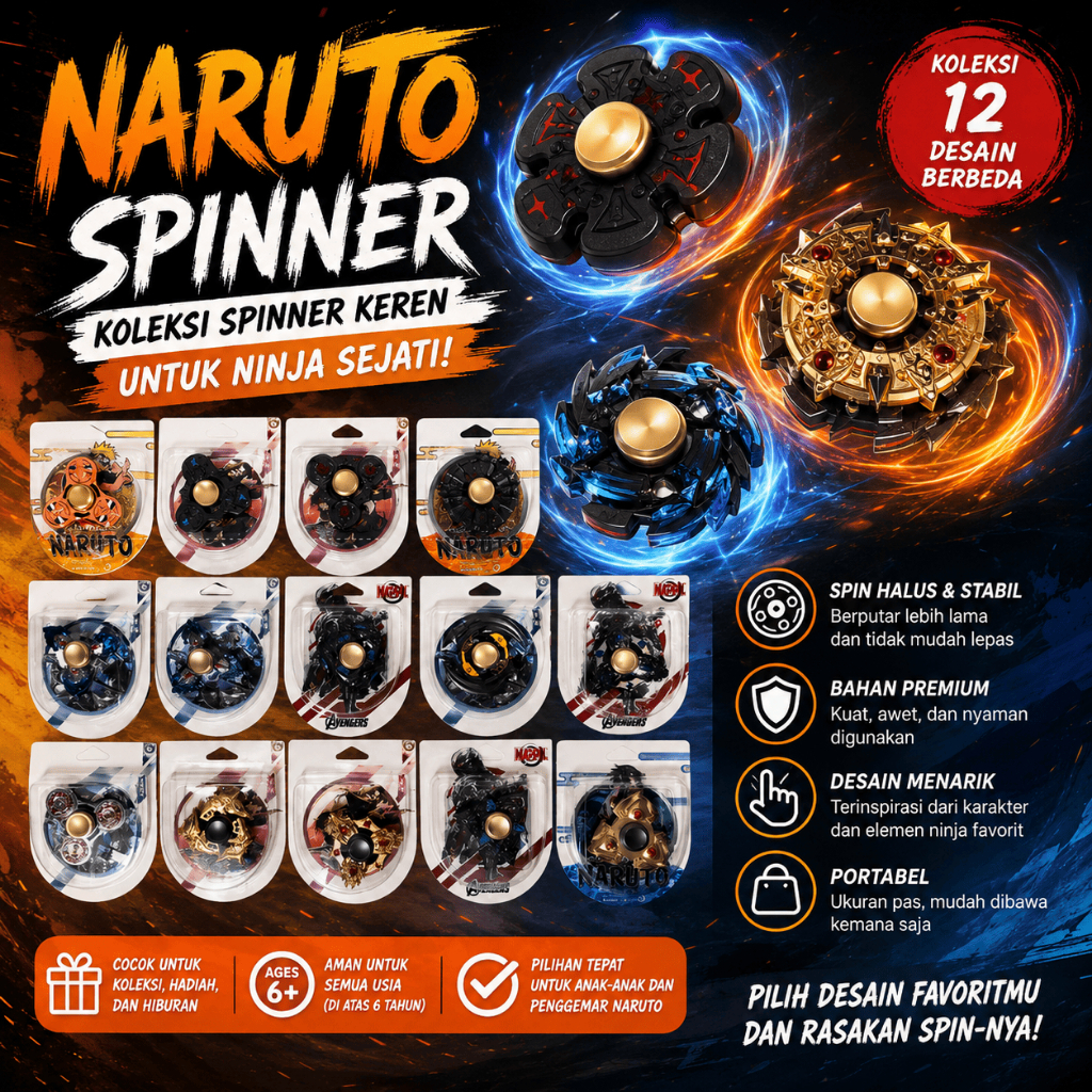 Fidget Spinner KARAKTER NARUTO (Besi) / Mainan Anak Anak Spinner Toys