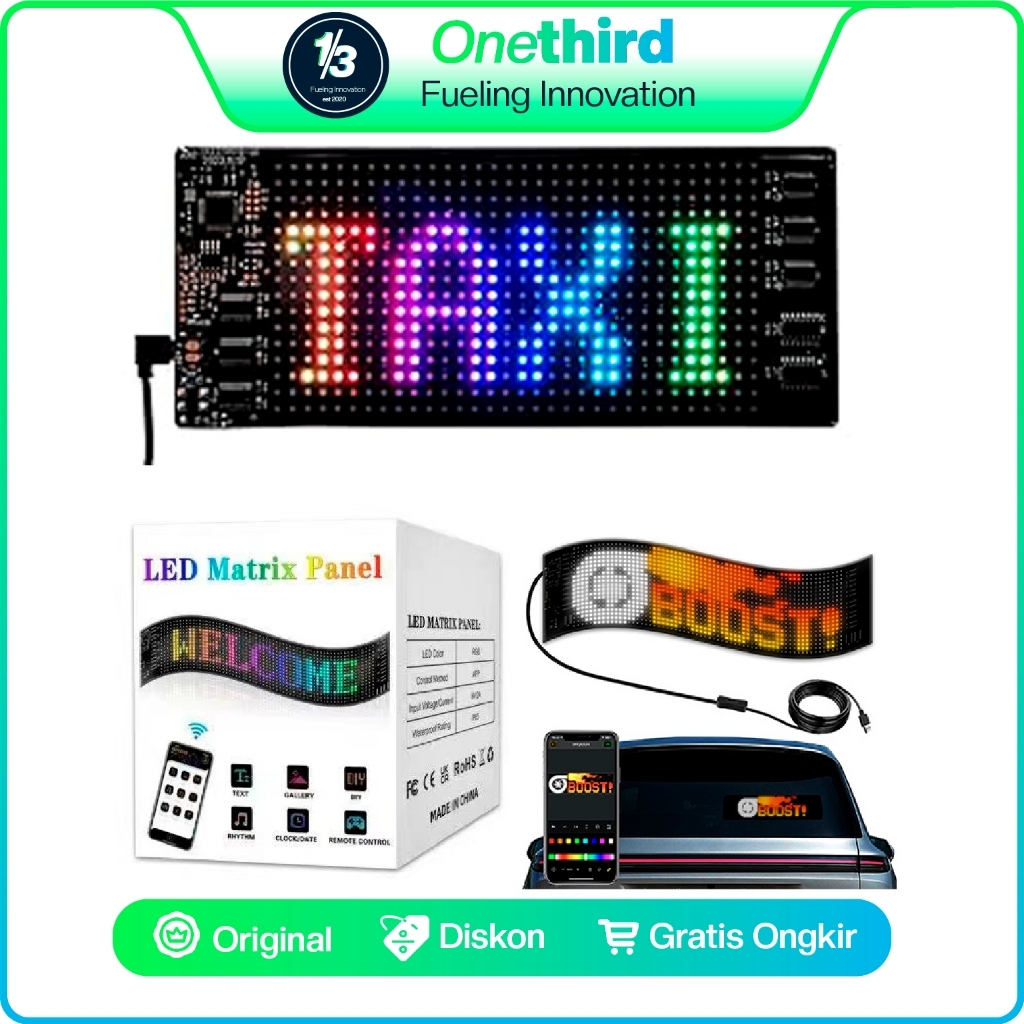 USB Led Matrix Flexible RGB untuk Runing Text Informasi, Mata iblis, jam Digital, Animasi Devil Eye,