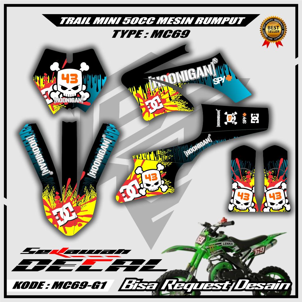 Decal Stiker Mini Trail LENKA MC69 KXD 50cc UTX 50cc MT2X81 MT2TS 50cc 2 Tak Bisa Request Desain