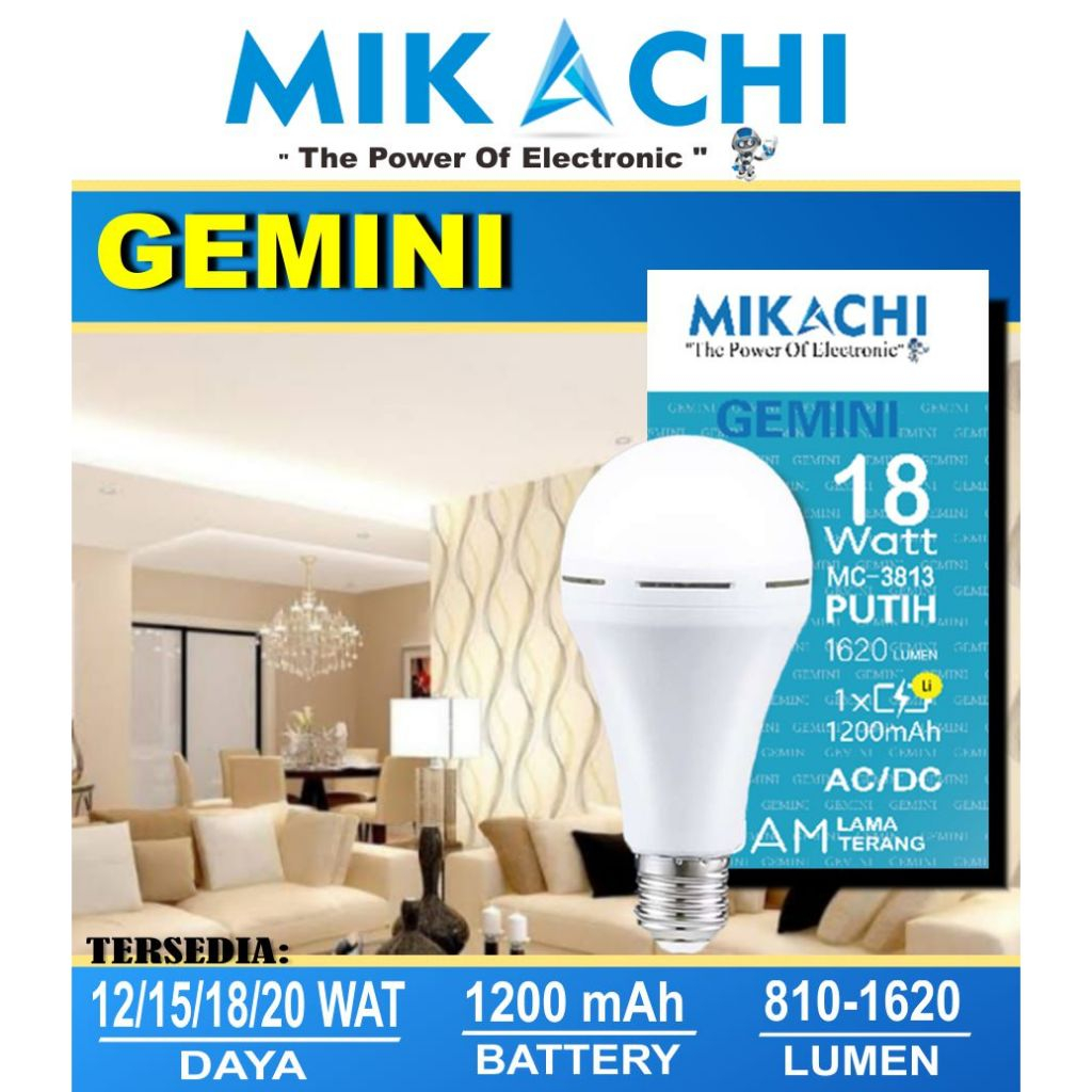 Lampu Led Magic Emergency Lampu Darurat (Led Bergaransi) 12W-35W  Mikachi (BONUS LAMPU DC AKI)