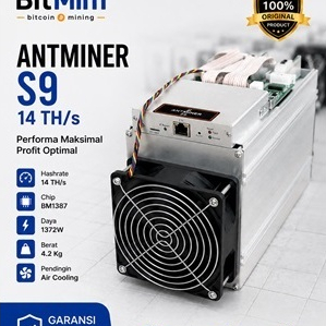Bitmain Antminer S9 BTC Mesin Mining Bitcoin Siap Pakai